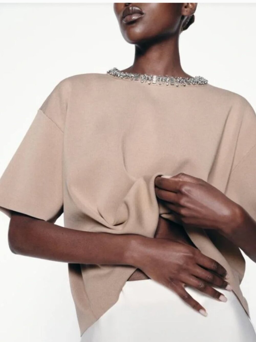 ZARA Basic Beads Jewel Knit Top size S